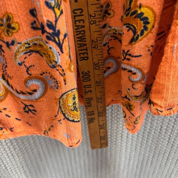 Free People Orange Just The Two Of Us Paisley Printed Tunic Dress Boho Fairy Med - Picture 9 of 9